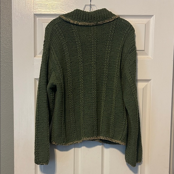 Rico Green Cowl Neck Women's Sweater. 100%cotton handmaid in Thailand. - Picture 3 of 5